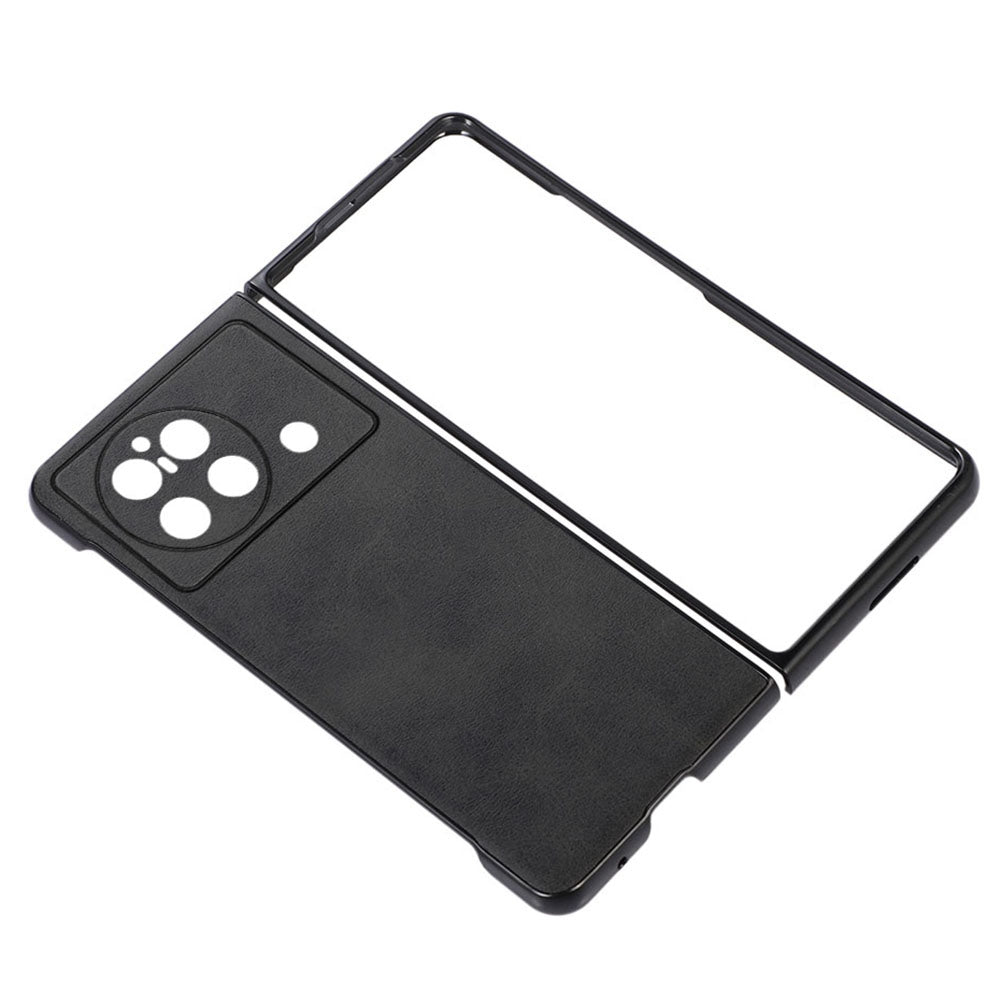 For vivo X Fold Textured PU Leather Coated Phone Case Shockproof TPU + PC Protective Cover - Black