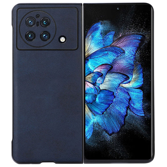 For vivo X Fold Textured PU Leather Coated Phone Case Shockproof TPU + PC Protective Cover - Blue