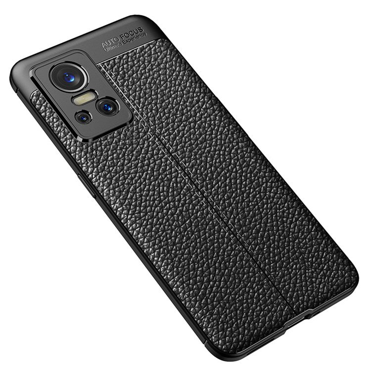 For Realme GT Neo3 Litchi Texture Phone Case Scratch-resistant Flexible TPU Back Cover - Black