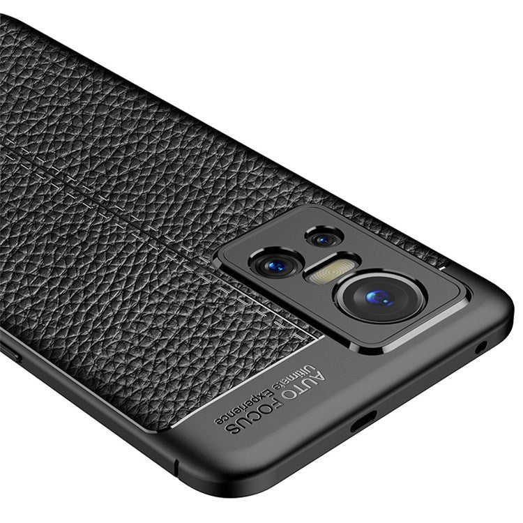 For Realme GT Neo3 Litchi Texture Phone Case Scratch-resistant Flexible TPU Back Cover - Black
