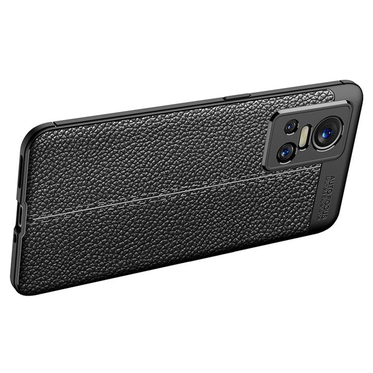 For Realme GT Neo3 Litchi Texture Phone Case Scratch-resistant Flexible TPU Back Cover - Black