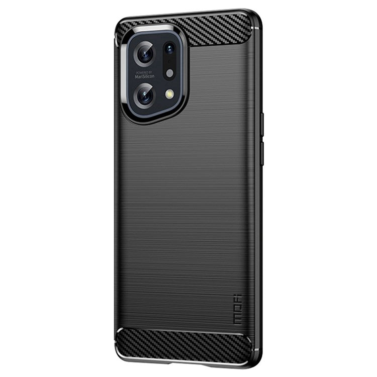 MOFI JK TPU Series-1 for Oppo Find X5 Business Style Carbon Fiber Brushed Surface Phone Case Soft TPU Anti-fall Protective Cover - Black