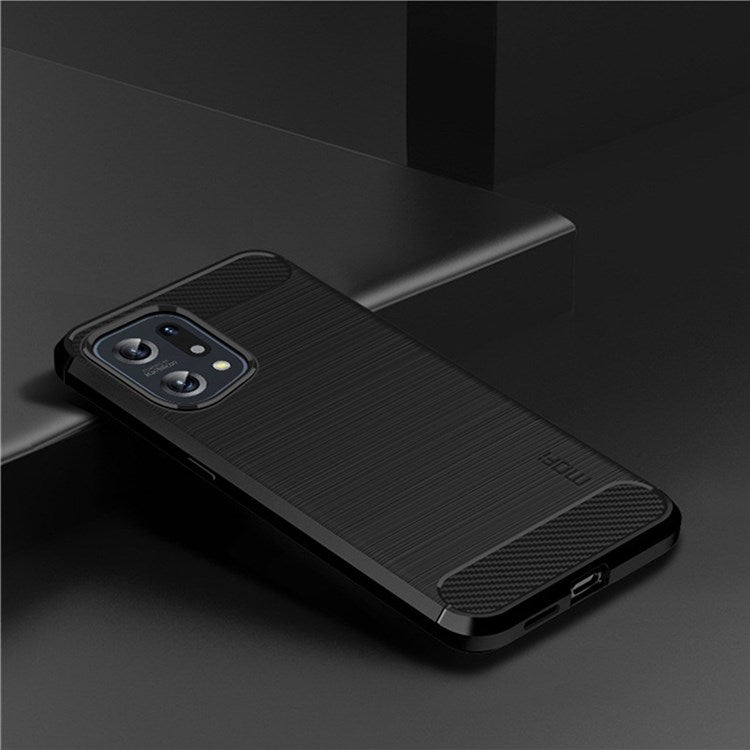 MOFI JK TPU Series-1 for Oppo Find X5 Business Style Carbon Fiber Brushed Surface Phone Case Soft TPU Anti-fall Protective Cover - Black