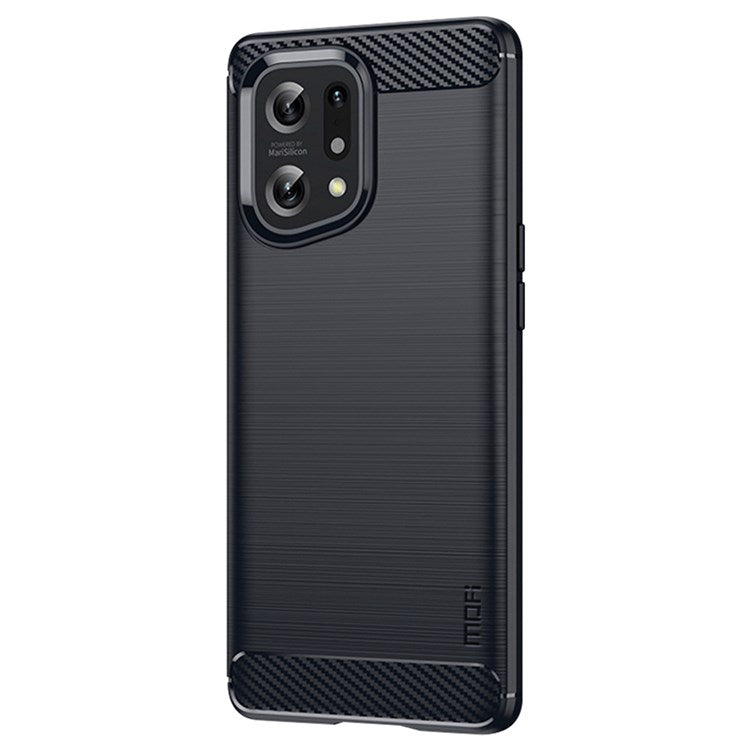 MOFI JK TPU Series-1 for Oppo Find X5 Business Style Carbon Fiber Brushed Surface Phone Case Soft TPU Anti-fall Protective Cover - Blue