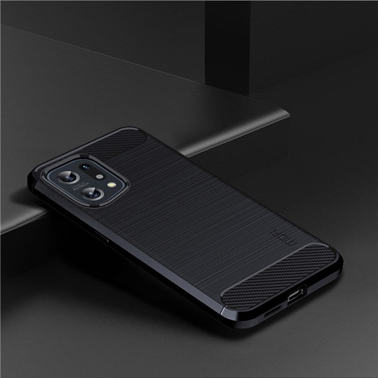 MOFI JK TPU Series-1 for Oppo Find X5 Business Style Carbon Fiber Brushed Surface Phone Case Soft TPU Anti-fall Protective Cover - Blue