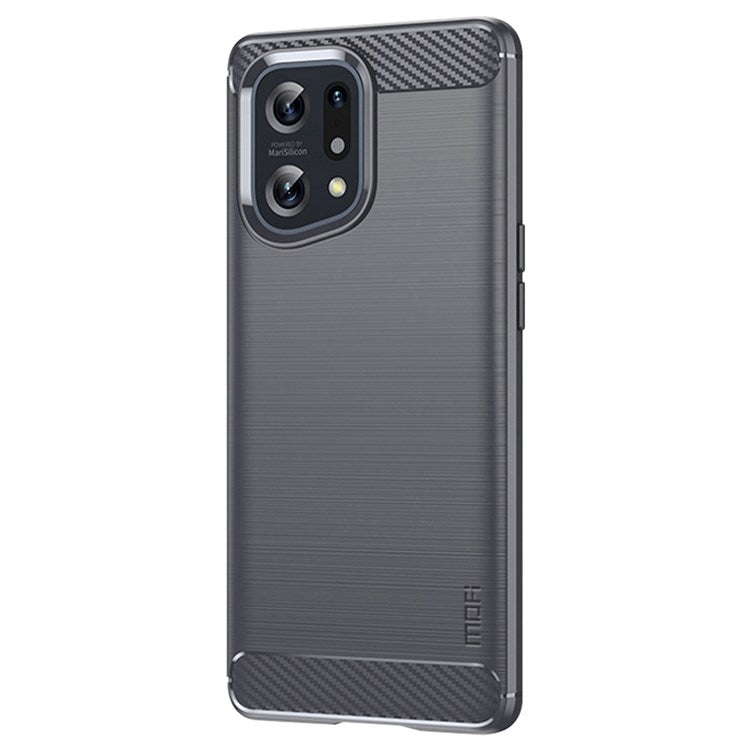 MOFI JK TPU Series-1 for Oppo Find X5 Business Style Carbon Fiber Brushed Surface Phone Case Soft TPU Anti-fall Protective Cover - Grey