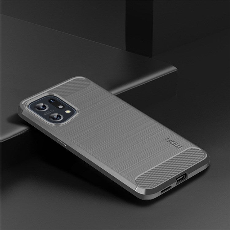 MOFI JK TPU Series-1 for Oppo Find X5 Business Style Carbon Fiber Brushed Surface Phone Case Soft TPU Anti-fall Protective Cover - Grey