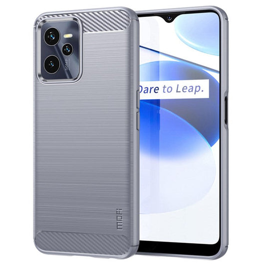 MOFI JK TPU Series-1 for Realme C35 Brushed Surface Carbon Fiber Phone Case Flexible TPU Anti-Scratch Heat Dissipation Back Cover - Grey