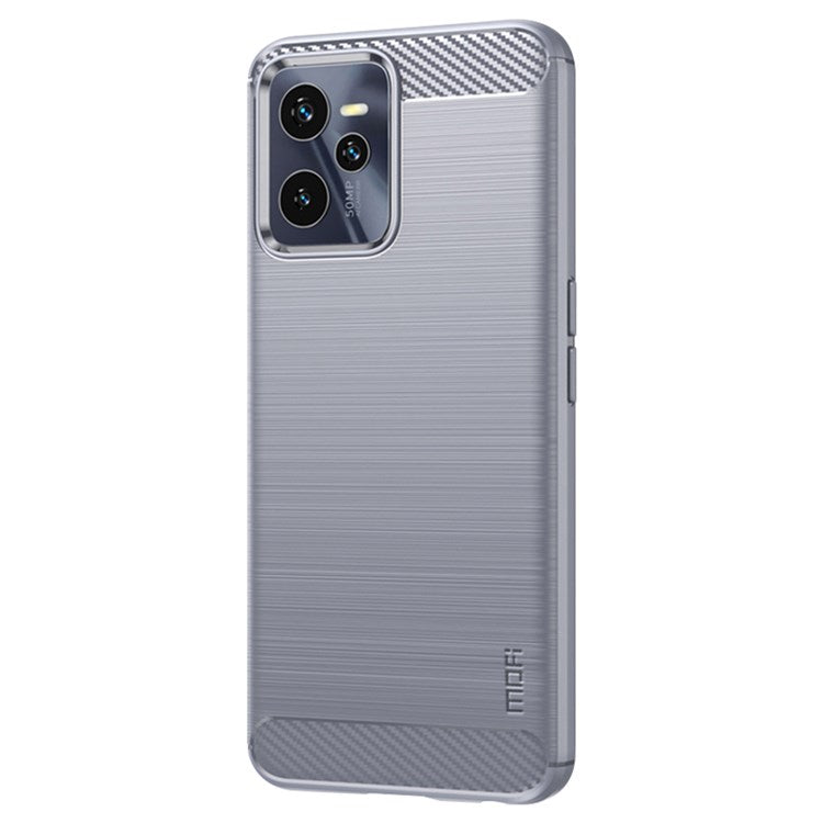 MOFI JK TPU Series-1 for Realme C35 Brushed Surface Carbon Fiber Phone Case Flexible TPU Anti-Scratch Heat Dissipation Back Cover - Grey