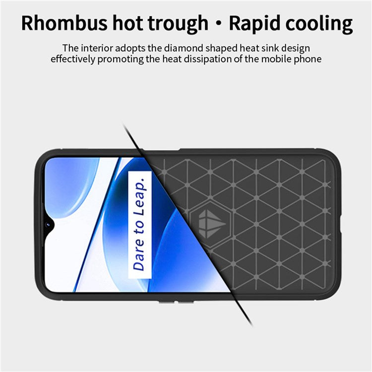 MOFI JK TPU Series-1 for Realme C35 Brushed Surface Carbon Fiber Phone Case Flexible TPU Anti-Scratch Heat Dissipation Back Cover - Red