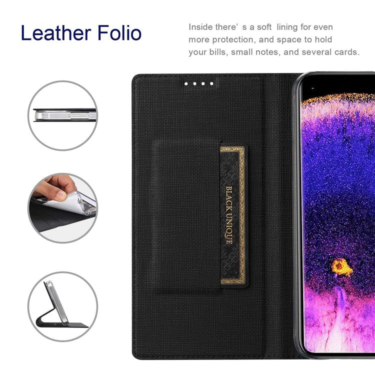 VILI DMX Series for Oppo Find X5 PU Leather Phone Case, Card Holder Stand Shockproof Protective Cover - Black