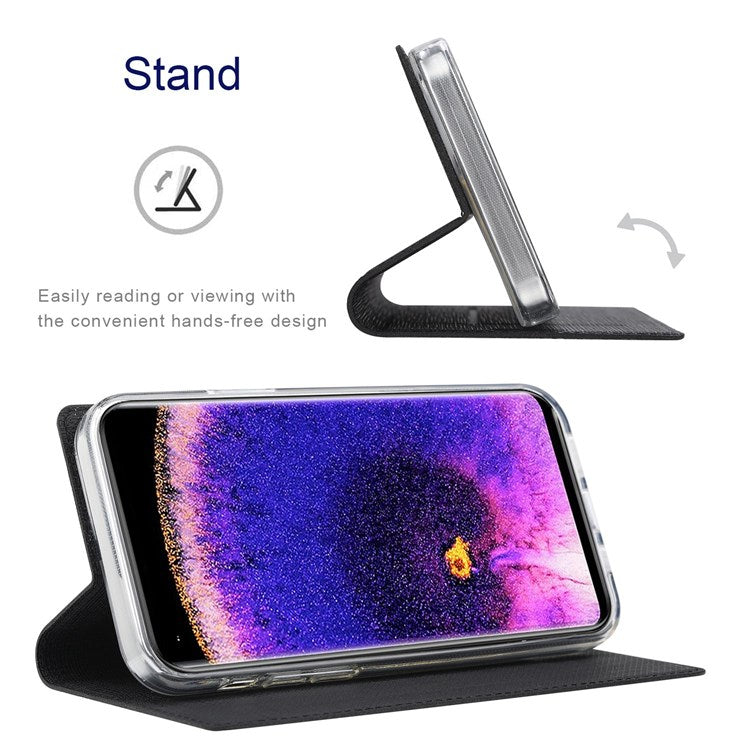 VILI DMX Series for Oppo Find X5 PU Leather Phone Case, Card Holder Stand Shockproof Protective Cover - Black