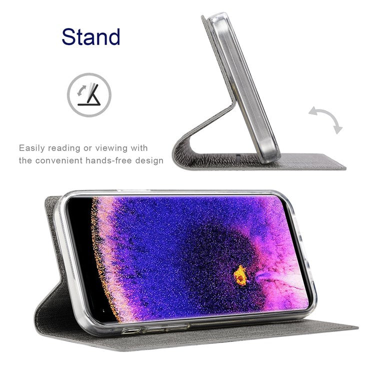 VILI DMX Series for Oppo Find X5 PU Leather Phone Case, Card Holder Stand Shockproof Protective Cover - Grey
