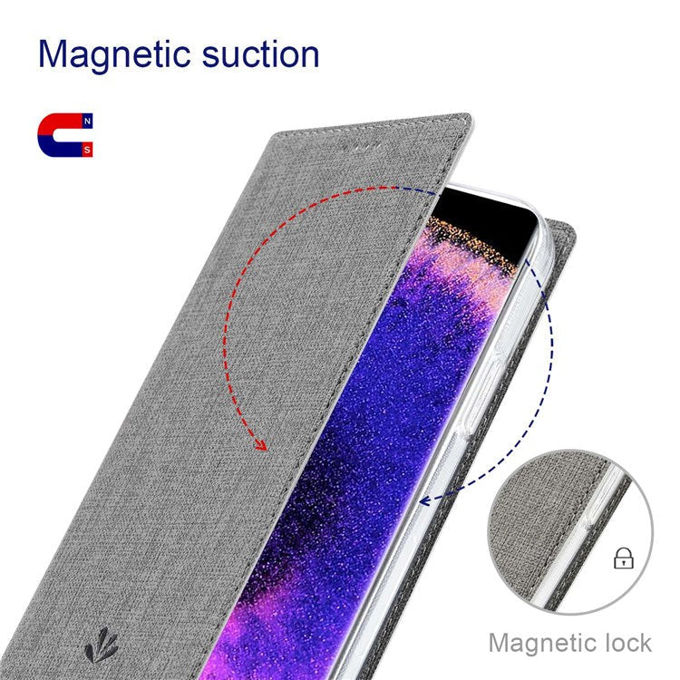 VILI DMX Series for Oppo Find X5 PU Leather Phone Case, Card Holder Stand Shockproof Protective Cover - Grey