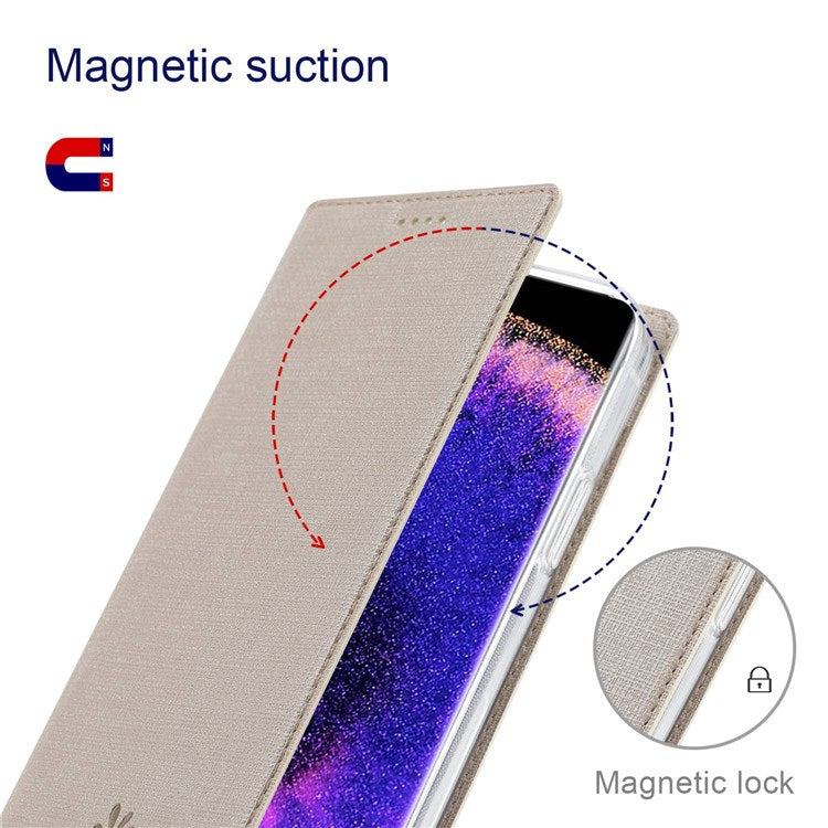 VILI DMX Series for Oppo Find X5 PU Leather Phone Case, Card Holder Stand Shockproof Protective Cover - Khaki