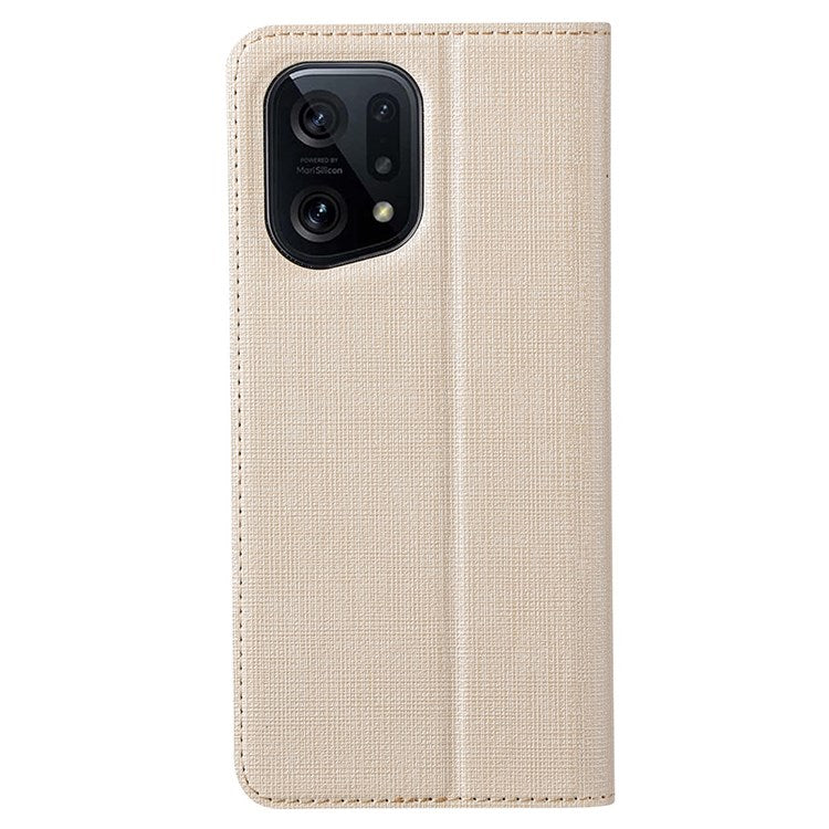 VILI DMX Series for Oppo Find X5 PU Leather Phone Case, Card Holder Stand Shockproof Protective Cover - Khaki