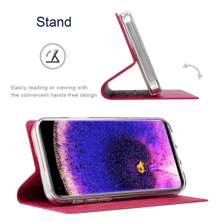VILI DMX Series for Oppo Find X5 PU Leather Phone Case, Card Holder Stand Shockproof Protective Cover - Rose