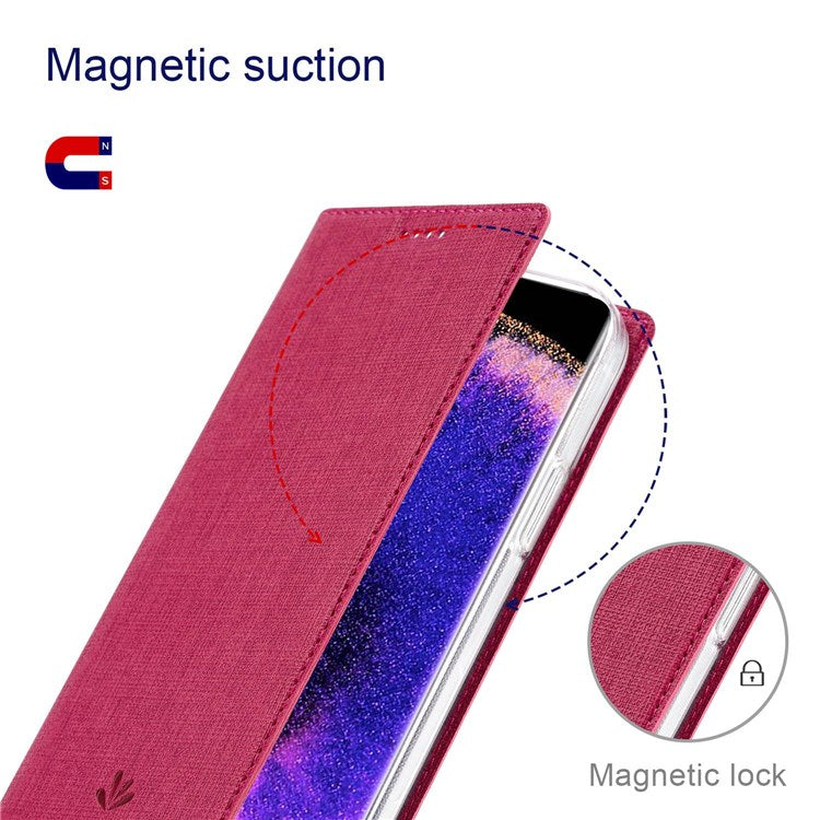 VILI DMX Series for Oppo Find X5 PU Leather Phone Case, Card Holder Stand Shockproof Protective Cover - Rose