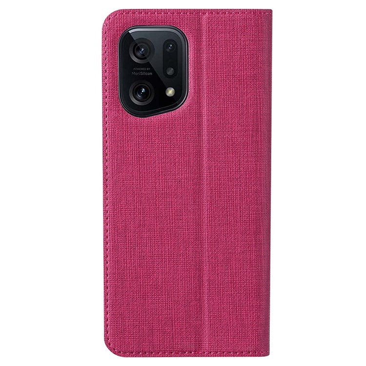 VILI DMX Series for Oppo Find X5 PU Leather Phone Case, Card Holder Stand Shockproof Protective Cover - Rose