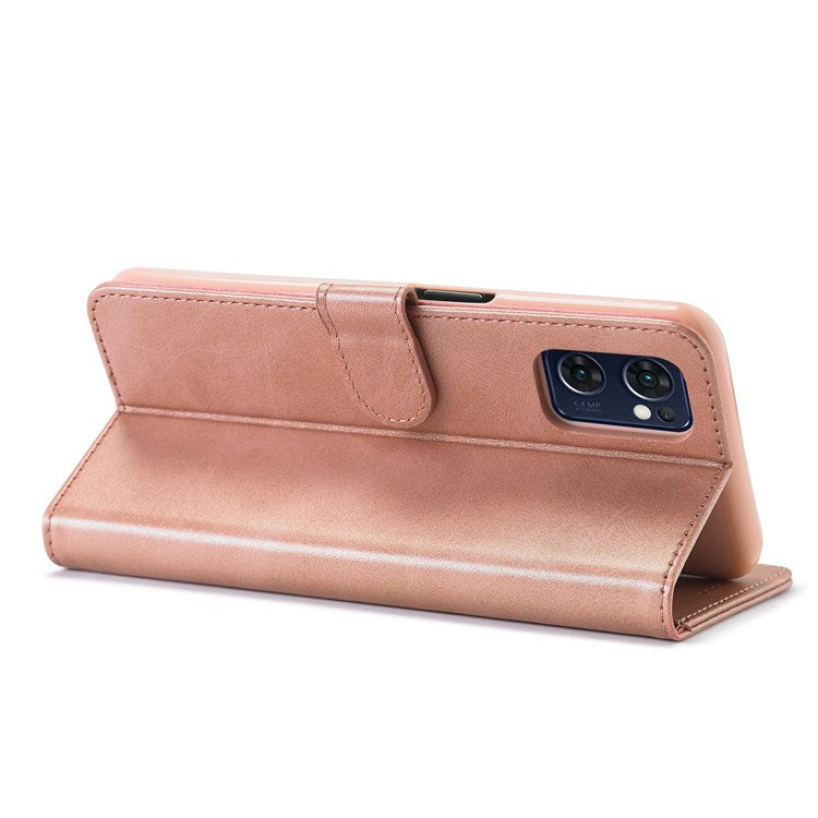 LC.IMEEKE For Oppo Reno7 5G (Global)/Find X5 Lite Textured PU Leather Stand Wallet Phone Case Folio Flip Cover - Pink