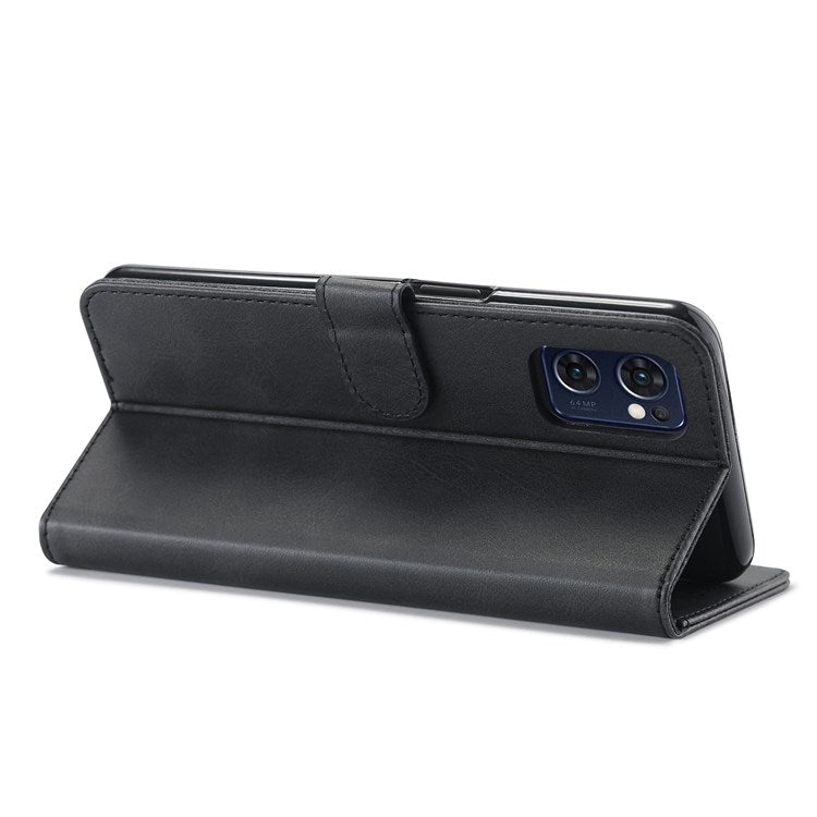 LC.IMEEKE For Oppo Reno7 5G (Global)/Find X5 Lite Textured PU Leather Stand Wallet Phone Case Folio Flip Cover - Black