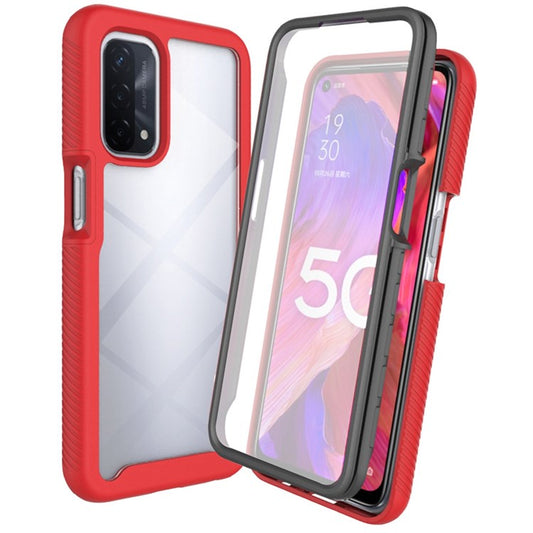 3-in-1 Hybrid Phone Case for Oppo A54 5G/A74 5G Full Protection Anti-drop Detachable Phone Case with PET Screen Protector - Red