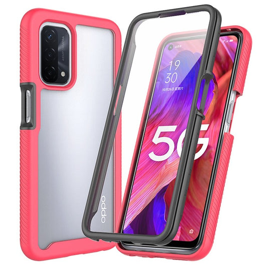 3-in-1 Hybrid Phone Case for Oppo A54 5G/A74 5G Full Protection Anti-drop Detachable Phone Case with PET Screen Protector - Pink