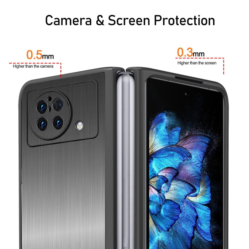For vivo X Fold Stainless Steel + PC Hybrid Case Anti-drop Protection Phone Cover - Brushed/Silver