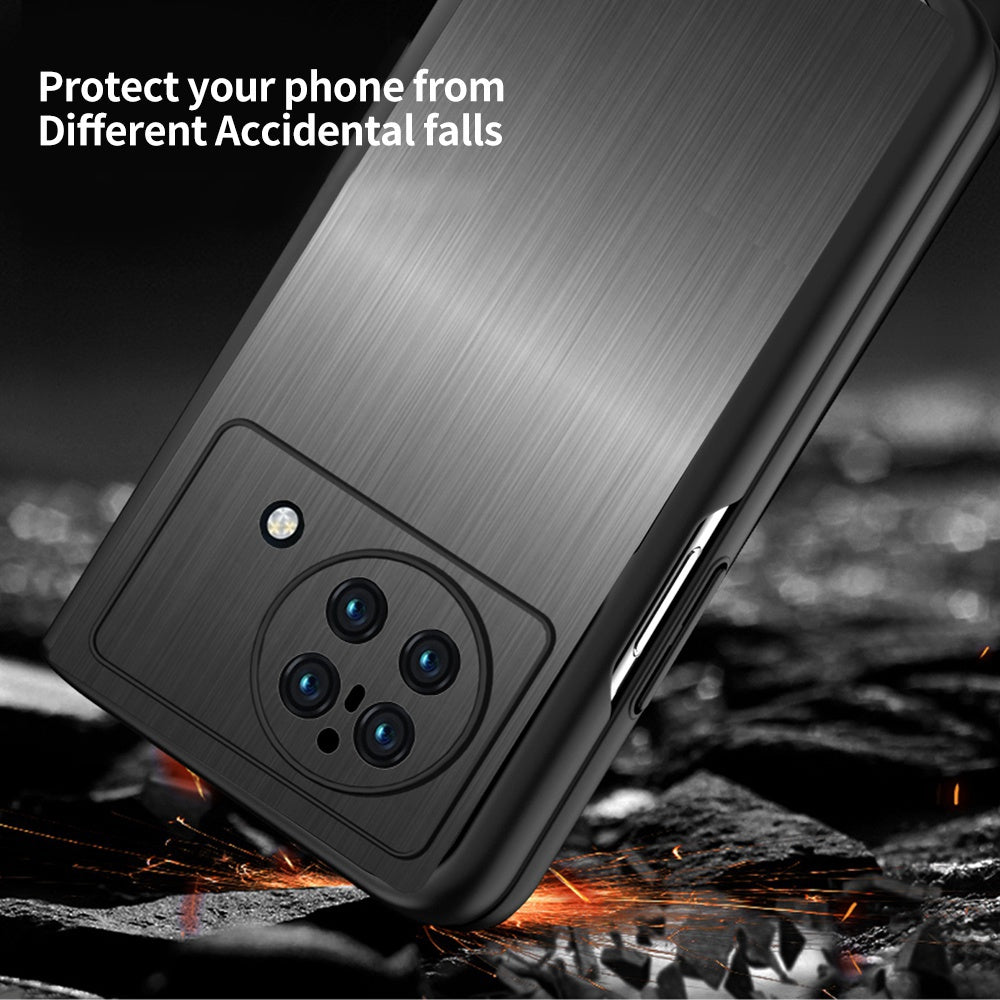 For vivo X Fold Stainless Steel + PC Hybrid Case Anti-drop Protection Phone Cover - Brushed/Silver