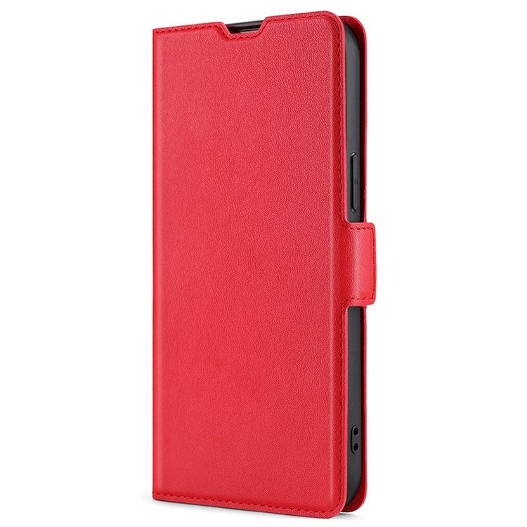For Realme GT Neo3 PU Leather Case Card Slot Viewing Stand Magnetic Auto Closure Phone Cover - Red