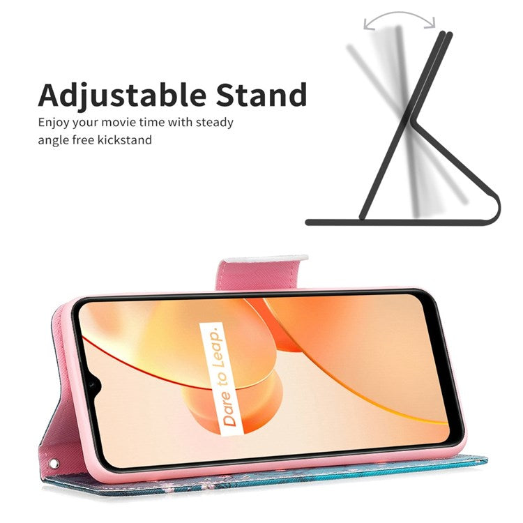 BF Pattern Printing Leather Series-1 for Realme C31, Foldable Stand Design Leather Phone Case with Wallet - Winter Sweet