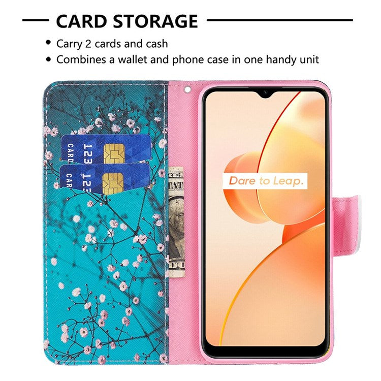 BF Pattern Printing Leather Series-1 for Realme C31, Foldable Stand Design Leather Phone Case with Wallet - Winter Sweet