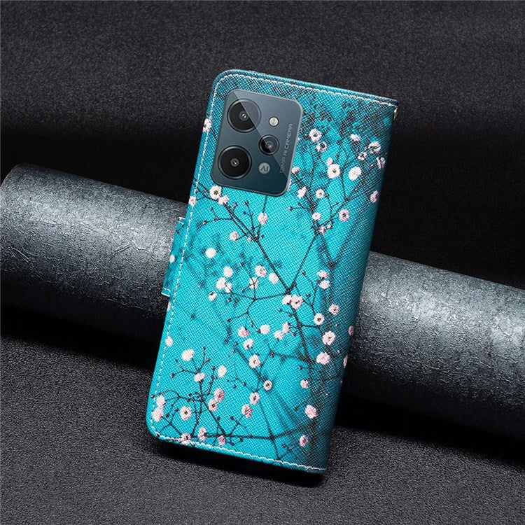 BF Pattern Printing Leather Series-1 for Realme C31, Foldable Stand Design Leather Phone Case with Wallet - Winter Sweet