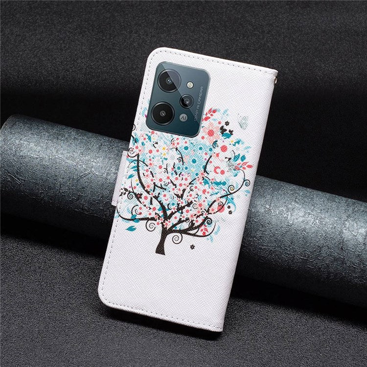 BF Pattern Printing Leather Series-1 for Realme C31, Foldable Stand Design Leather Phone Case with Wallet - Flower Tree