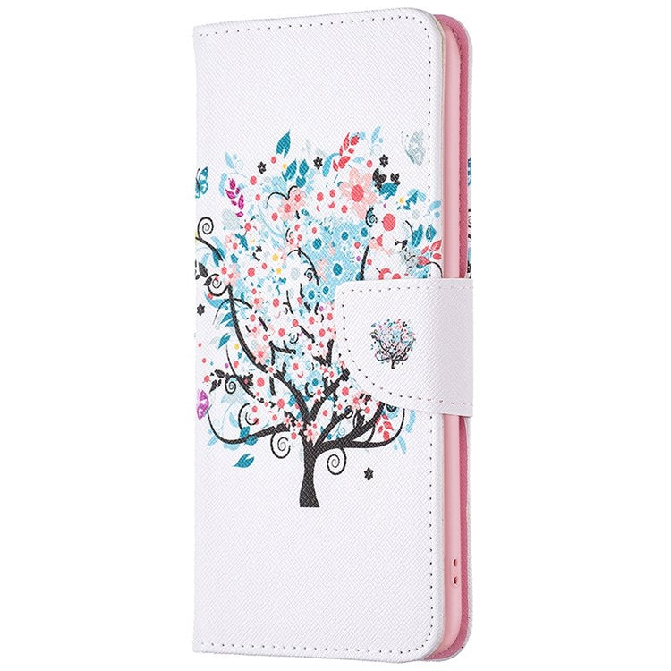 BF Pattern Printing Leather Series-1 for Realme C31, Foldable Stand Design Leather Phone Case with Wallet - Flower Tree