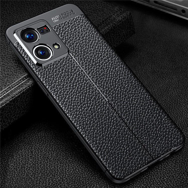 Litchi Texture TPU Case for Oppo Reno7 4G, Anti-scratch Mobile Phone Protective Cover - Black