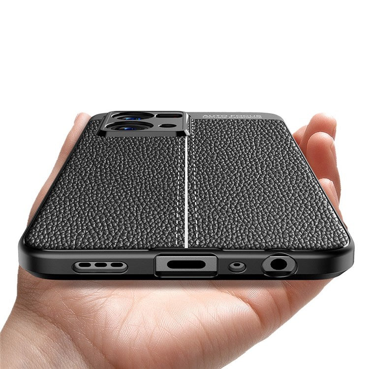 Litchi Texture TPU Case for Oppo Reno7 4G, Anti-scratch Mobile Phone Protective Cover - Black