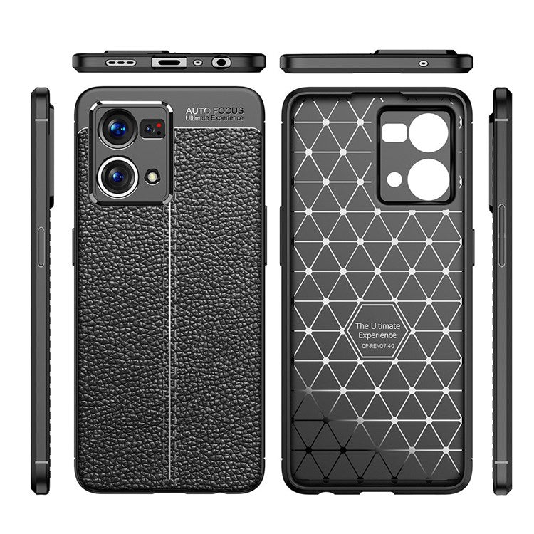 Litchi Texture TPU Case for Oppo Reno7 4G, Anti-scratch Mobile Phone Protective Cover - Black