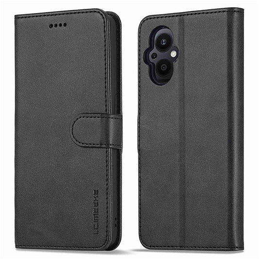 LC.IMEEKE For Oppo Reno7 Z 5G/A96 (China) Fully Wrapped Protective Shell, Textured PU Leather Magnetic Clasp Phone Case with Wallet Stand - Black