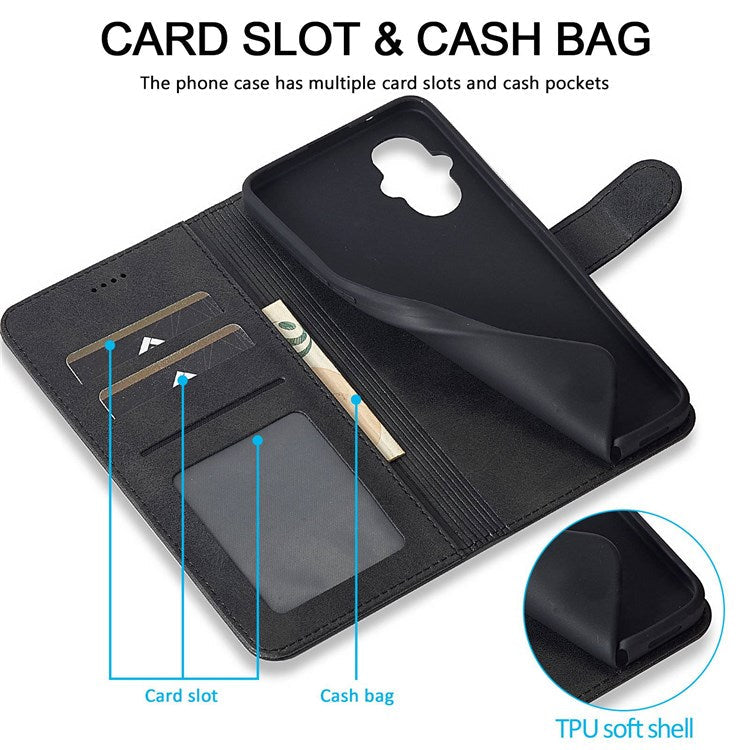 LC.IMEEKE For Oppo Reno7 Z 5G/A96 (China) Fully Wrapped Protective Shell, Textured PU Leather Magnetic Clasp Phone Case with Wallet Stand - Black