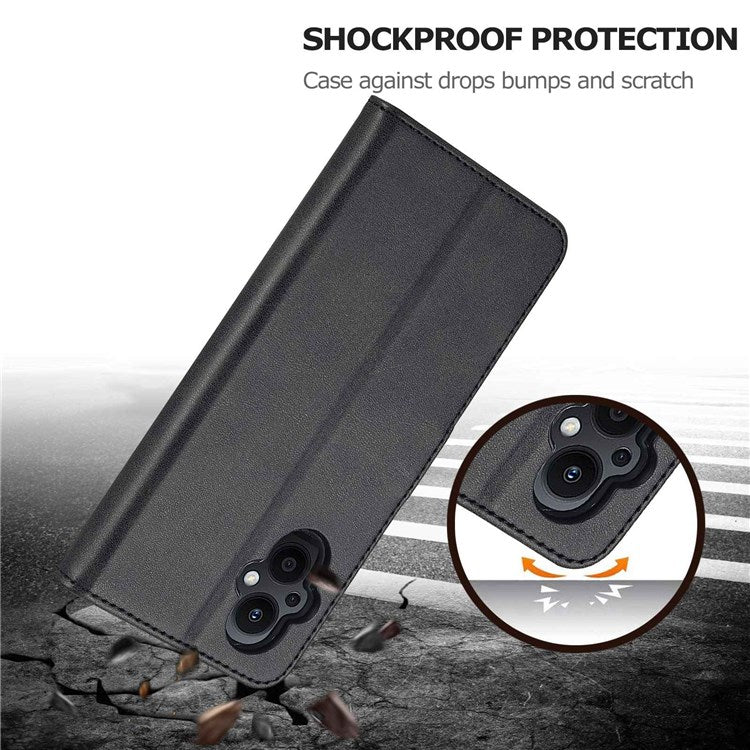 LC.IMEEKE For Oppo Reno7 Z 5G/A96 (China) Fully Wrapped Protective Shell, Textured PU Leather Magnetic Clasp Phone Case with Wallet Stand - Black