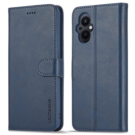 LC.IMEEKE For Oppo Reno7 Z 5G/A96 (China) Fully Wrapped Protective Shell, Textured PU Leather Magnetic Clasp Phone Case with Wallet Stand - Blue