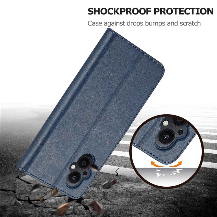 LC.IMEEKE For Oppo Reno7 Z 5G/A96 (China) Fully Wrapped Protective Shell, Textured PU Leather Magnetic Clasp Phone Case with Wallet Stand - Blue