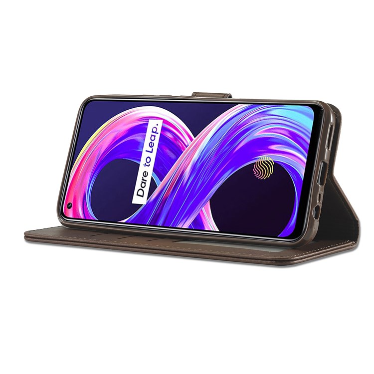 LC.IMEEKE For Realme 8 5G / 9 5G (India) / 9 Pro 5G / V13 5G / Q3 5G / Q3i 5G PU Leather Flip Wallet Case Stand Shockproof TPU Inner Shell Phone Cover - Brown