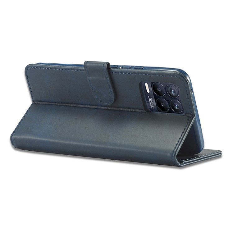 LC.IMEEKE For Realme 8 5G / 9 5G (India) / 9 Pro 5G / V13 5G / Q3 5G / Q3i 5G PU Leather Flip Wallet Case Stand Shockproof TPU Inner Shell Phone Cover - Blue