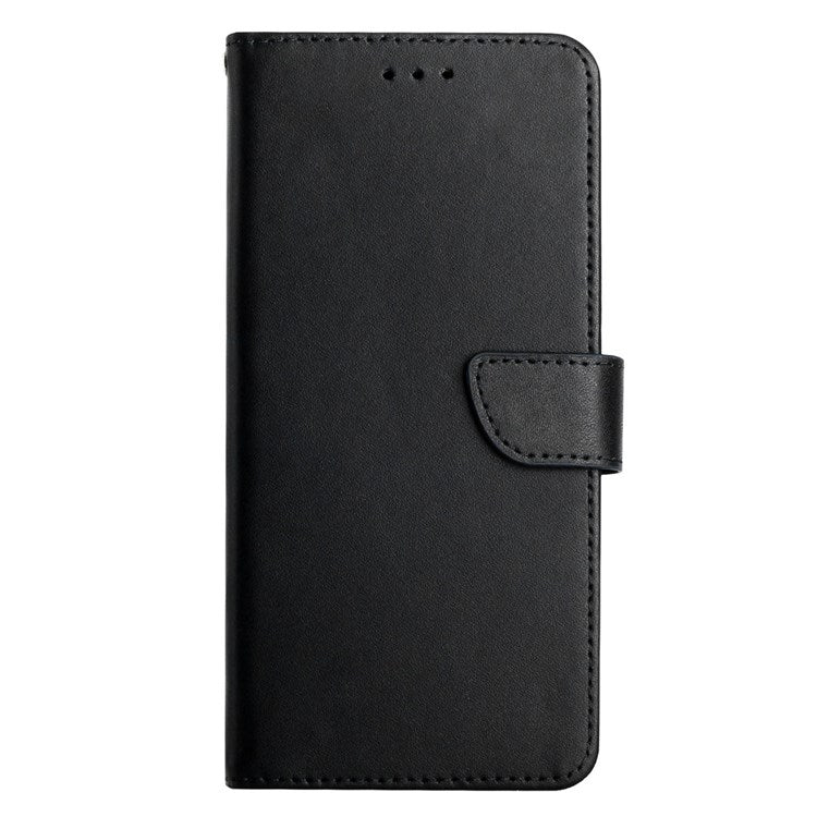 Nappa Texture Case for Realme C31, Wallet Stand Genuine Leather Shockproof Drop-proof Magnetic Closing Phone Cover - Black