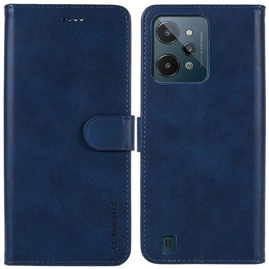 LC.IMEEKE For Realme C31 4G PU Leather Flip Folio Case Stand Shockproof TPU Inner Shell Wallet Phone Cover - Blue