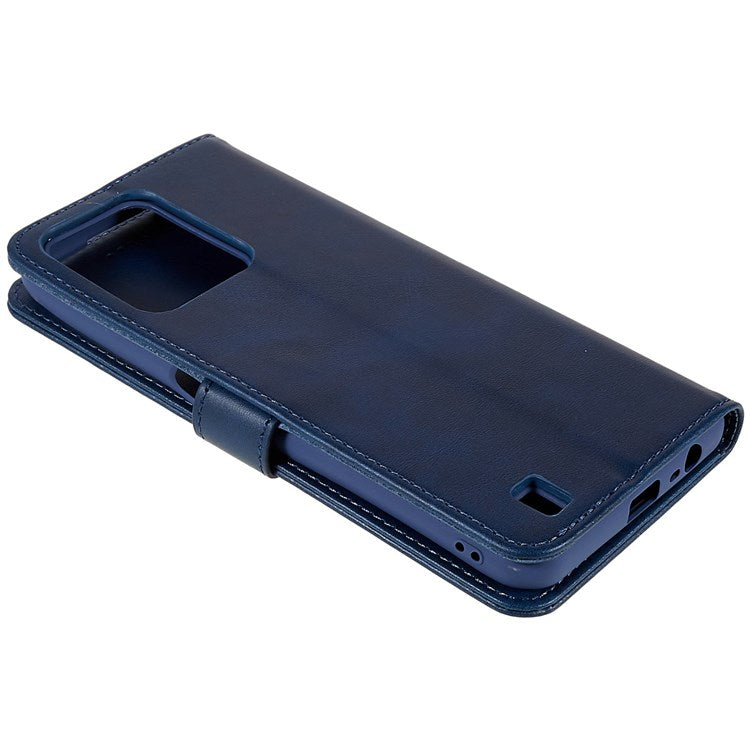 LC.IMEEKE For Realme C31 4G PU Leather Flip Folio Case Stand Shockproof TPU Inner Shell Wallet Phone Cover - Blue