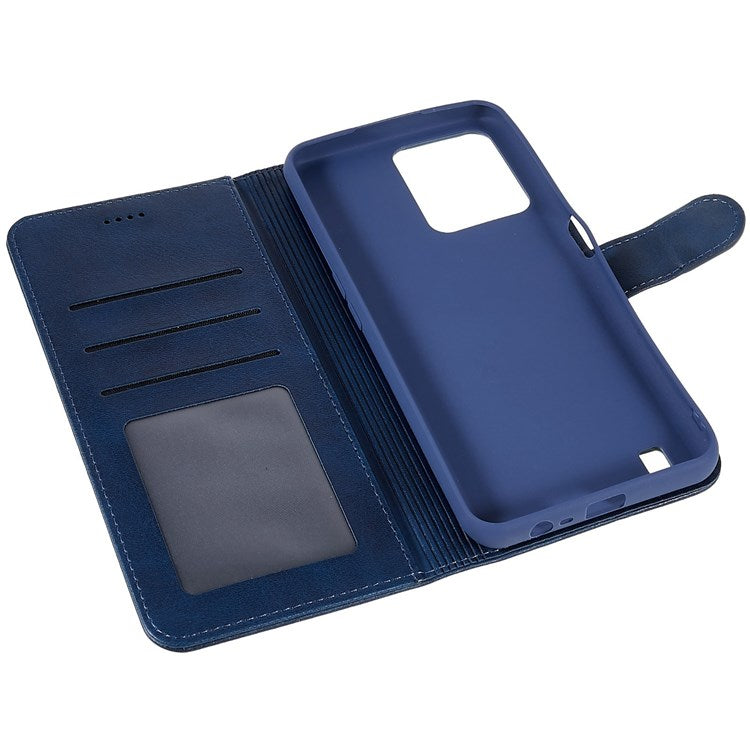 LC.IMEEKE For Realme C31 4G PU Leather Flip Folio Case Stand Shockproof TPU Inner Shell Wallet Phone Cover - Blue