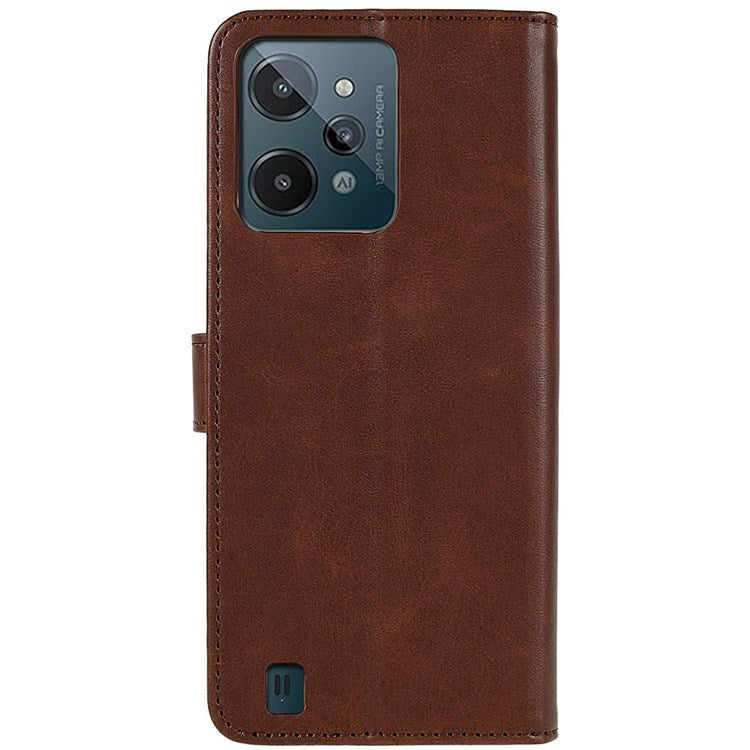 LC.IMEEKE For Realme C31 4G PU Leather Flip Folio Case Stand Shockproof TPU Inner Shell Wallet Phone Cover - Brown